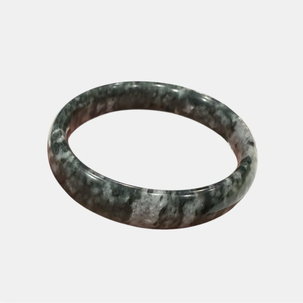 Moss Agate Stone Bangle Bracelet Polished Green Bracelet Natural Gemstone
